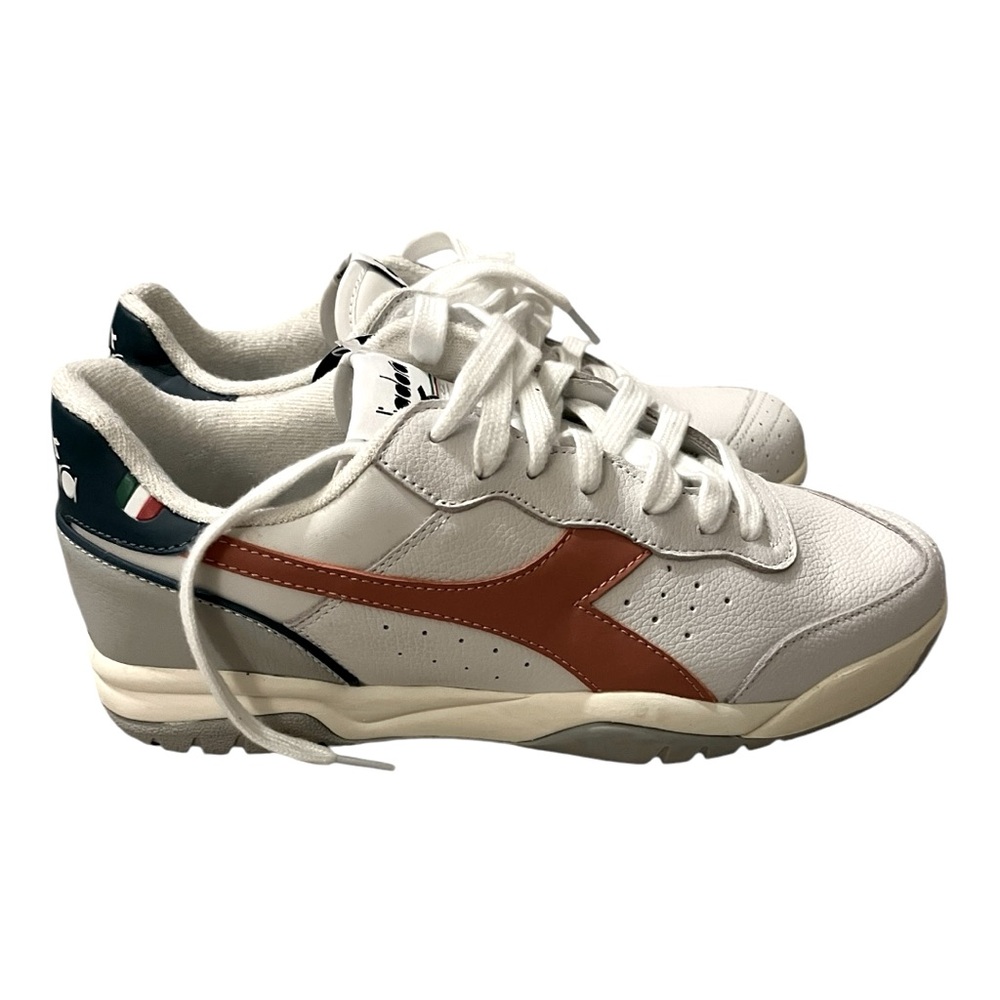 Diadora White Sneakers with Brown Accent